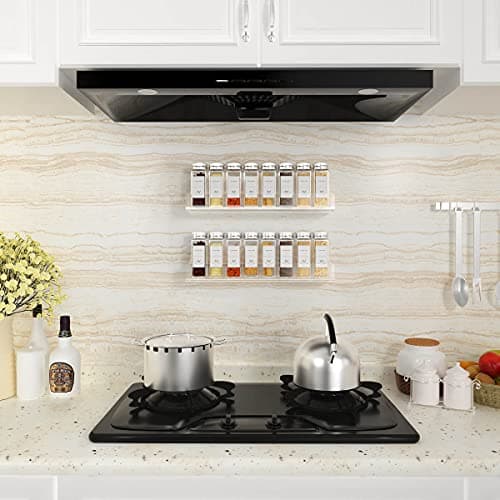 FEMELI 15 Inch 4 Pack Acrylic Hanging Spice Rack for Kitchen Cabinets