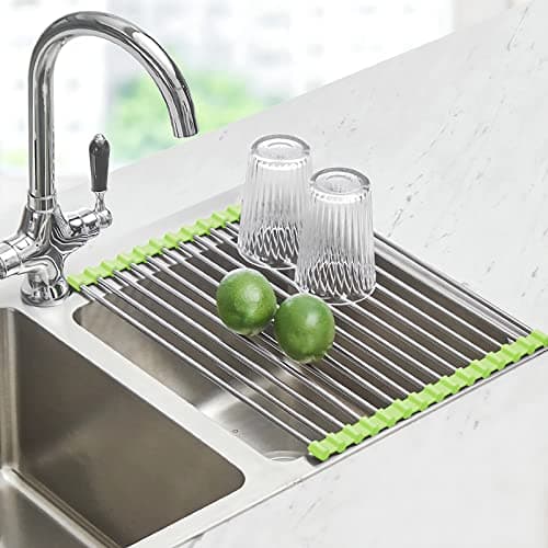 Seropy Roll-Up Dish Drying Rack Over Sink, Stainless Steel, 17.5"x11.8"