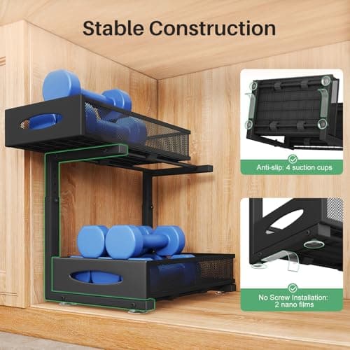 2 Tier Under Sink Organizer with Sliding Drawers for Home and Office (1 Pack)