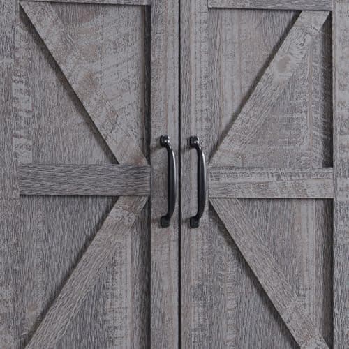 Rustic Brown Over the Toilet Cabinet, 67" Tall, Adjustable Shelf, Barn Door