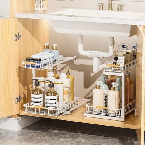Under Sink Organizer 2 Pack for Kitchen and Bathroom