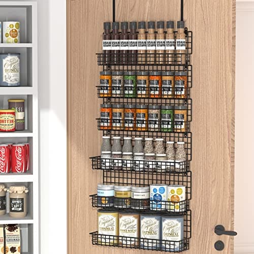 Stylish 9-Tier Spice Rack Organizer with Door Hook – Wall Mount for Extra Large Pantry Storage
