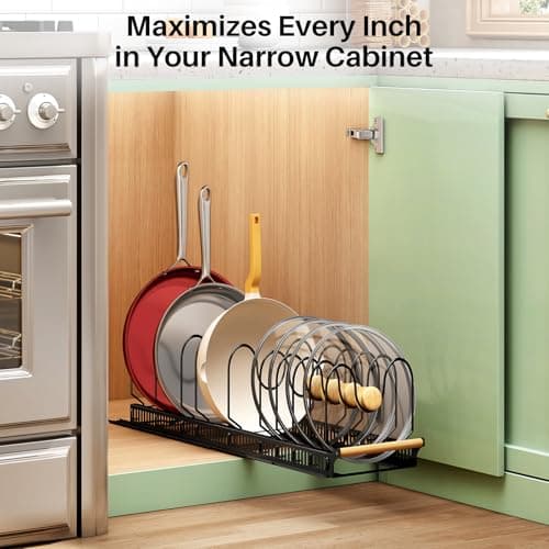 Under Cabinet Pull Out Pan Organizer for Home Kitchen Cookware