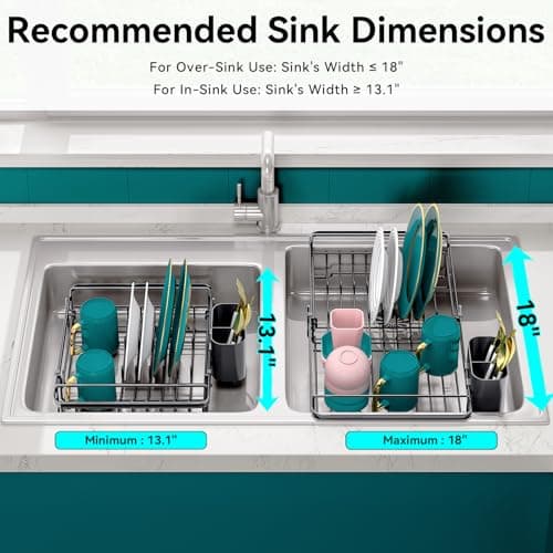 Expandable Sink Dish Drying Rack - Rustproof & Adjustable Kitchen Utensil Holder