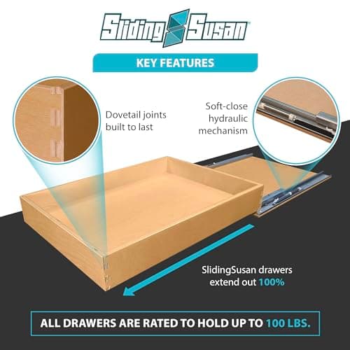 GlideSoft Close 9 Ply Birch Drawer Organizer, 14" x 21.4" Kitchen, Pantry, & More