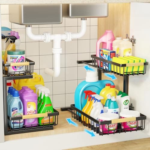 2-Tier Under Sink Organizer with Metal Drawers for Kitchen and Bathroom Storage