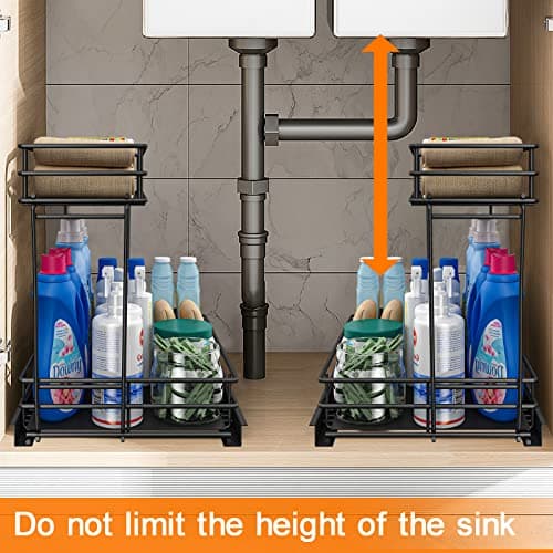 Under Sink Pull Out Cabinet Organizer with Sliding Wire Drawer