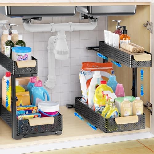 2-Pack 5 Height Adjustable Kitchen & Bathroom Cabinet Organizer Drawers