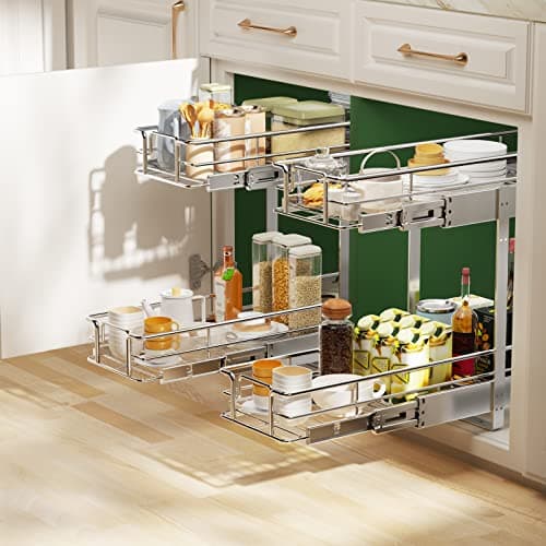 LOVMOR 2 Tier Slide Out Kitchen Cabinet Organizer