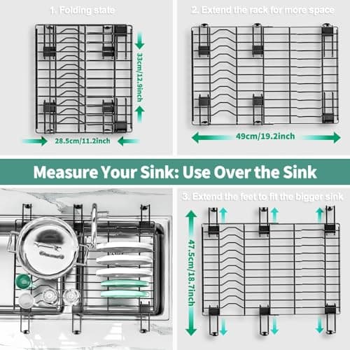 Expandable Dish Drying Rack for Kitchen Sink (Black)
