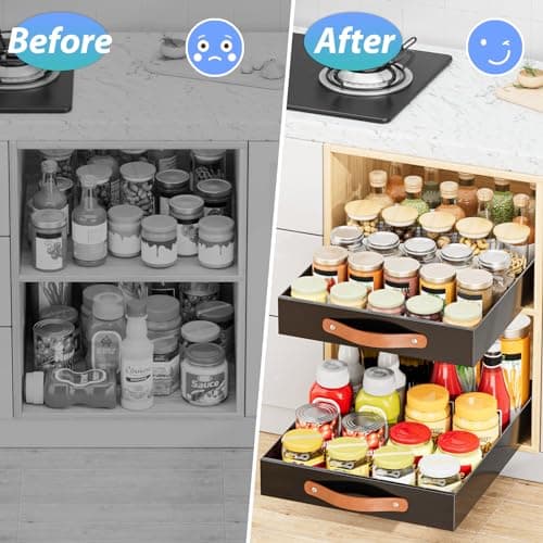 OVICAR Adhesive Slide Out Drawer - 12.2" W x 16.3"D Kitchen Bathroom Storage