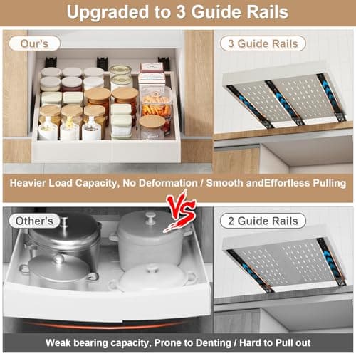 Expandable 2PC Cabinet Organizer, White, Adhesive Sliding Drawers, 14"-21" W, 17"-24" D