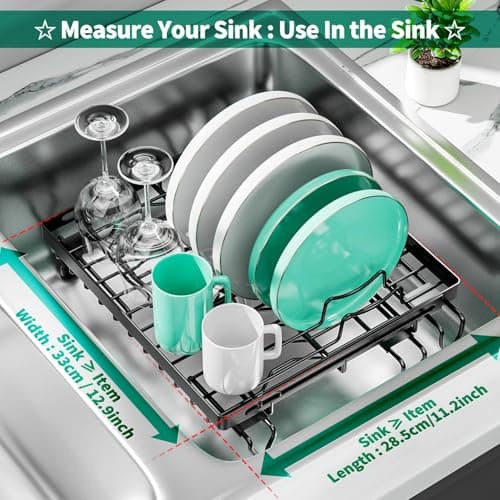 Expandable Dish Drying Rack for Kitchen Sink (Black)