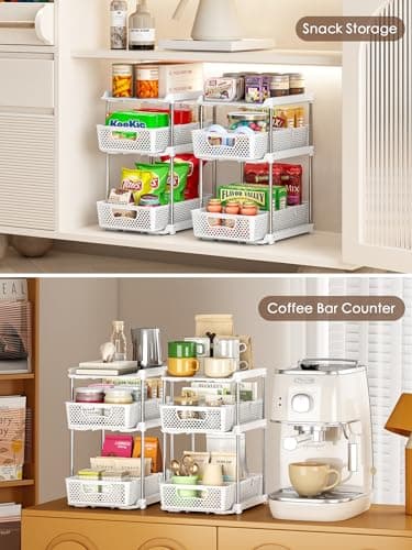 White 3 Tier Under Sink Organizer with Dividers