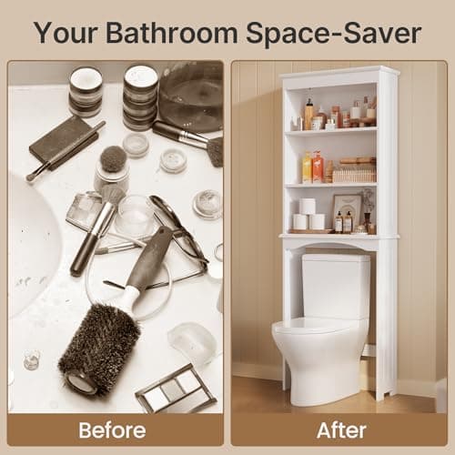 Gizoon White Anti-Tip Over The Toilet Storage Cabinet