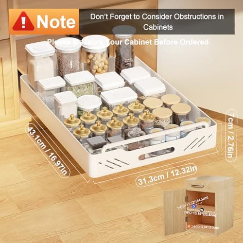 Heavy Duty Slide Out Pantry Shelves with Adhesive Nano Film, 12.32" x 16.97" x 2.76" Kitchen & Living Room Organizer