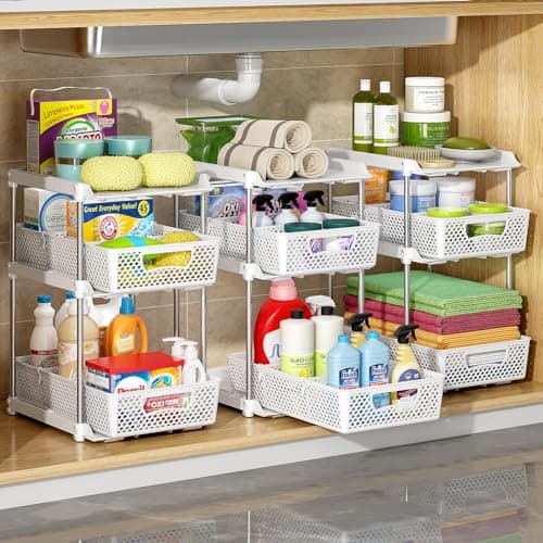 White 3 Tier Under Sink Organizer with Dividers