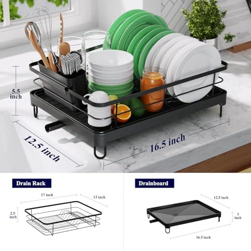 Space-Saving Stainless Steel Dish Drying Rack for Kitchen Counter