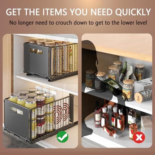 Heavy Duty Pull Out Shelves for Kitchen Cabinets 15.16W X10.24D X2.95H Black
