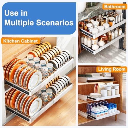 Under Sink Organizer with Pull Out Drawers for Pots and Pans - Heavy Duty, Expandable Cabinet Organizer for Kitchen and Pantry