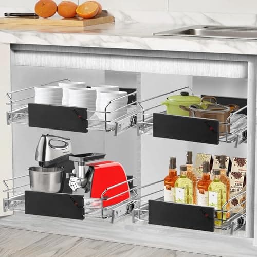 Heavy Duty Chrome Plated Slide Out Drawer Organizer for Kitchen Cabinets