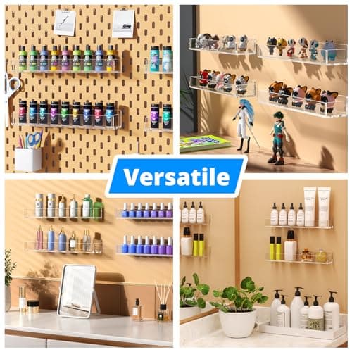 NIUBEE Clear Acrylic Spice Organizer Wall Mount랙, 4 Pack Kitchen Hanging Shelf
