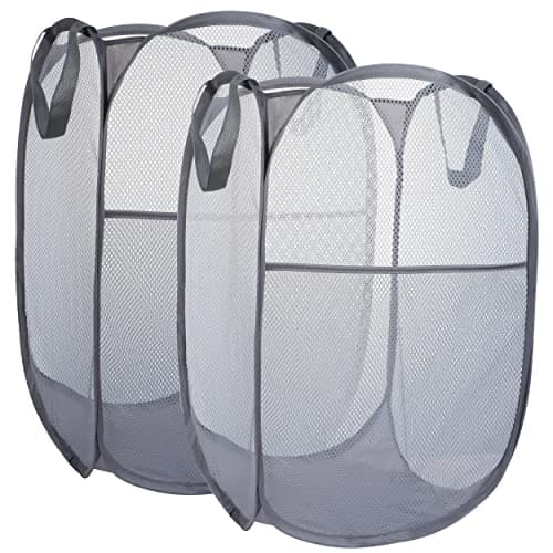 Popup Laundry Hamper 2-Pack, Foldable Mesh Basket for Dorm, Laundry Room, Bedroom, RV