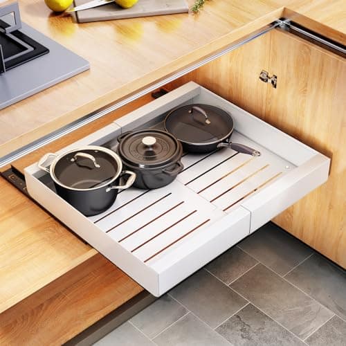 Expandable Pull out Cabinet Organizer with Heavy Duty Slide out Drawers