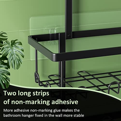 AHNR Black Shower Caddy Hanging, Over Showerhead Organizer with Hooks