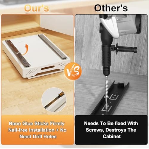 Heavy Duty Slide Out Pantry Shelves with Adhesive Nano Film, 12.32" x 16.97" x 2.76" Kitchen & Living Room Organizer