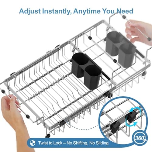 GSlife Adjustable Sink Drying Rack - Silver