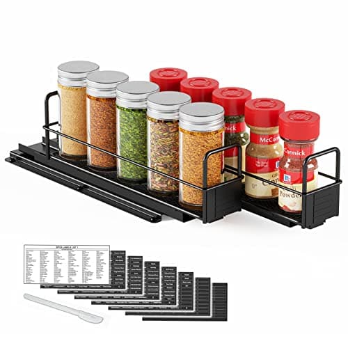 SpaceAid Heavy Duty Spice Rack Organizer, Cabinet Drawer with Labels, 5.2" x 10.75" x 10", 2 Drawers, 2-Tier