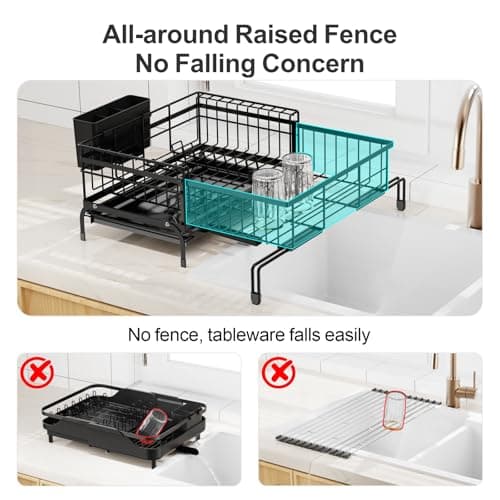 GSlife Anti-Rust Expandable Dish Drying Rack - Black