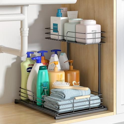 LAMU 2-Tier Under Sink Organizers for Kitchen and Bathroom Storage
