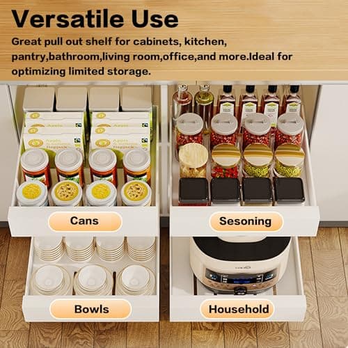 2 Pack Heavy Duty Pull Out Cabinet Organizers for Kitchen Pantry Bathroom