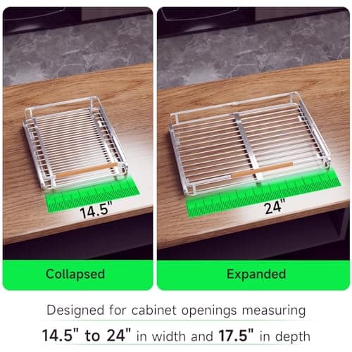 Adjustable Stainless Steel Pull Out Drawers for Cabinets (14.5"-24" Width)
