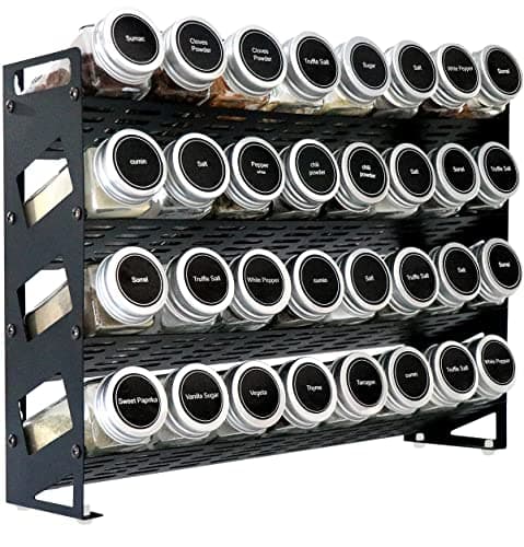 4-Tier Matte Black Spice Rack for Kitchen Cabinet or Wall