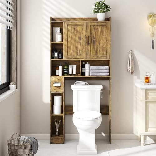 Bathroom Space-Saving Toilet Cabinet with Barn Door