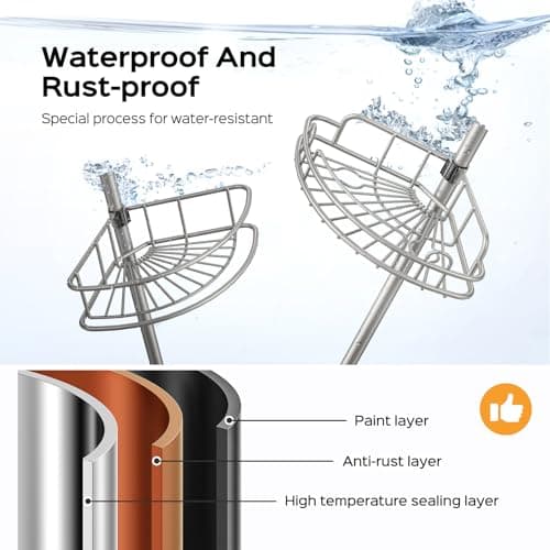 Hamitor Corner Shower Caddy: 4-Tier Rust-ResistantAdjustable Shelves - Silver Grey