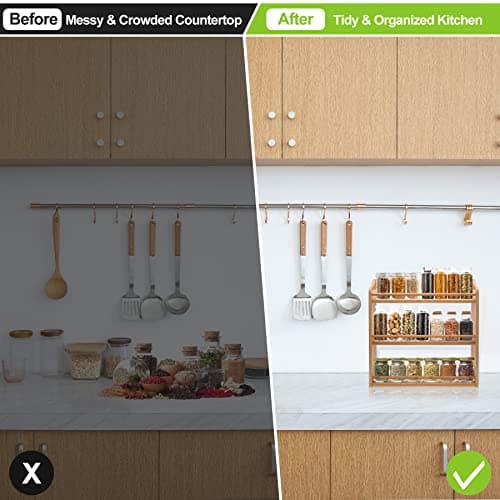 Bamboo 3-Tier Spice Rack for Kitchen Counter or Wall