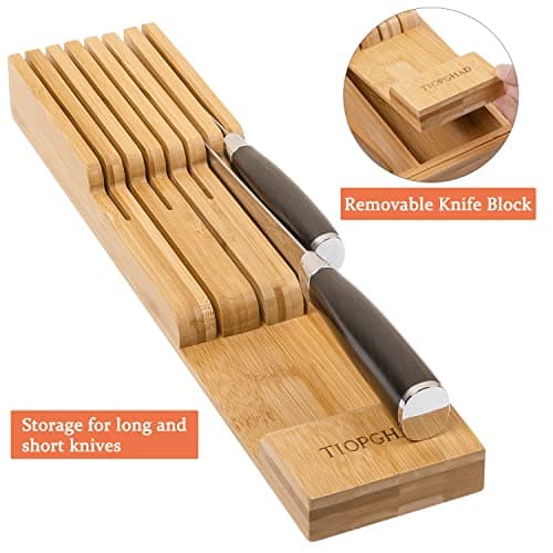 Expandable Bamboo Silverware Drawer Organizer for Kitchen