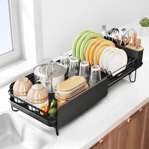 Stainless Steel Large Kitchen Dish Drying Rack with Cutlery Holder