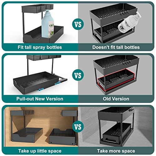 2-Pack Under Sink Organizers for Bathroom and Kitchen