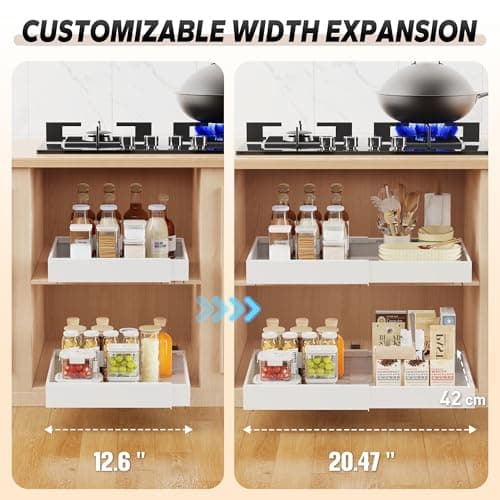 2 Pack Expandable Cabinet Organizer, White, 16.5" Deep