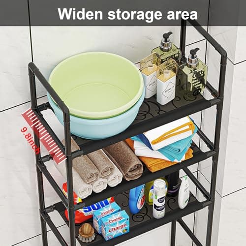 3 Tier Bathroom Organizer Freestanding Toilet Shelf - Black