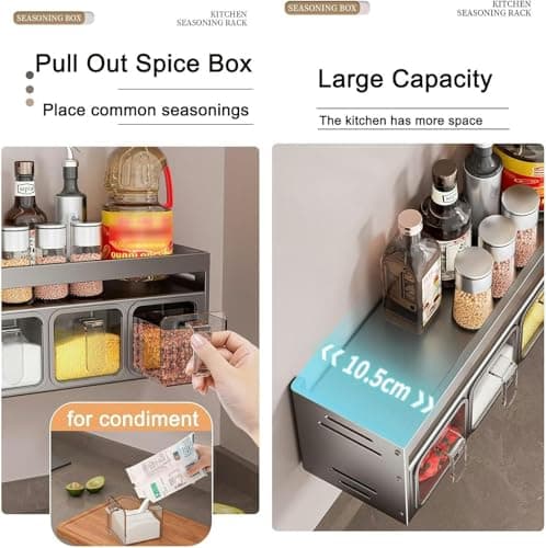 Wall-Mounted & Countertop Spice Rack Organizer - 3 Box Shelf for Kitchen Cupboards