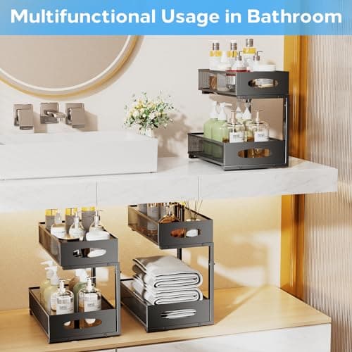 2 Tier Under Sink Organizer with Sliding Drawers for Home and Office (1 Pack)