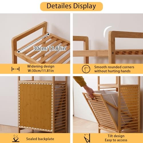 2-Tier Lavatory Hamper with Tilt Out Basket - Laundry Organizer for Bathroom, Nursery, Bedroom