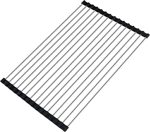 Seropy Roll-Up Dish Drying Rack Over Sink, Stainless Steel, 17.5"x11.8"