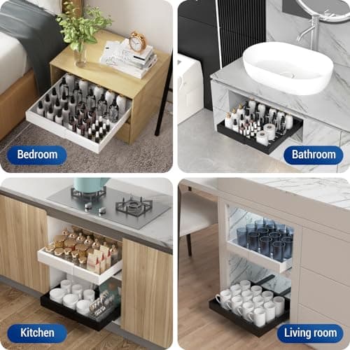 Expandable Pull Out Cabinet Organizer - Black 2 PCS